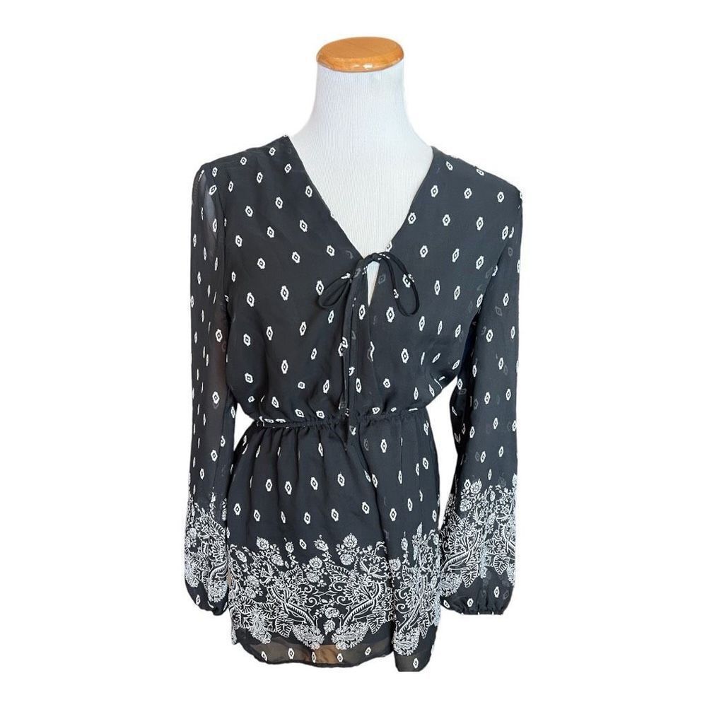 Womens Anthropologie Love Tree Boho Long Sleeve Flirty Romper - Sz M
